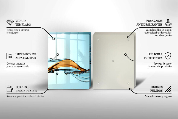 Skärbräda glas Vatten på en blå bakgrund