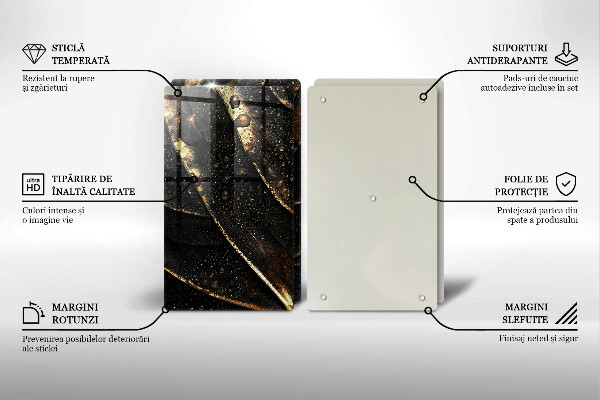 Skärbräda glas Bladguld