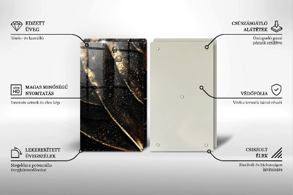 Skärbräda glas Bladguld