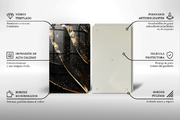 Skärbräda glas Bladguld