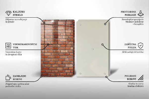 Skärbräda glas Tegelvägg