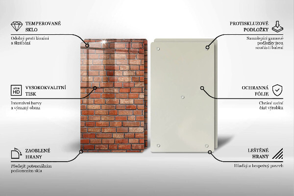 Skärbräda glas Tegelvägg