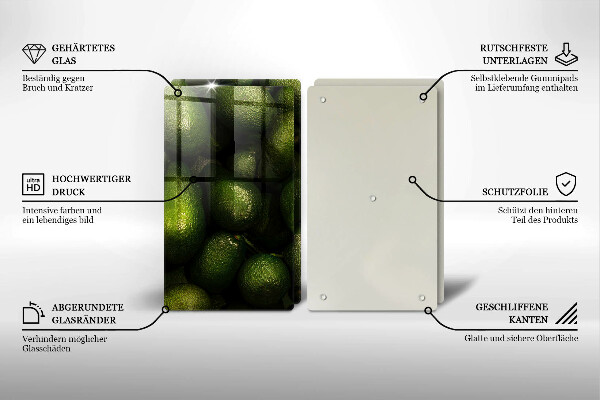 Skärbräda glas Avokado frukt