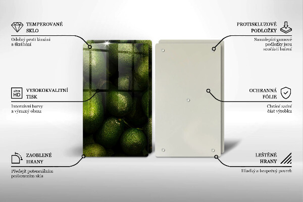 Skärbräda glas Avokado frukt