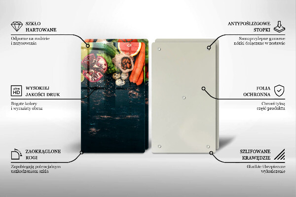 Skärbräda glas Frukt och grönsaker