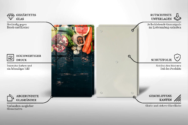 Skärbräda glas Frukt och grönsaker