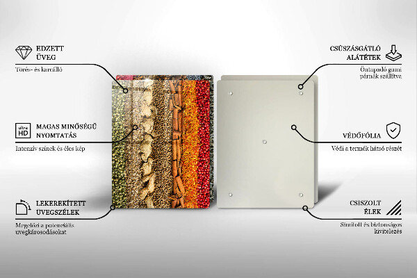 Skärbräda glas Färgglada kryddor
