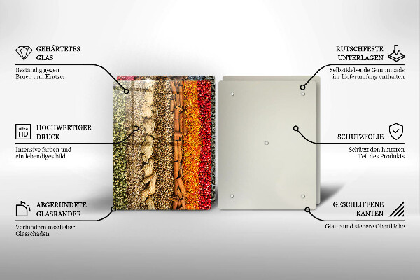 Skärbräda glas Färgglada kryddor
