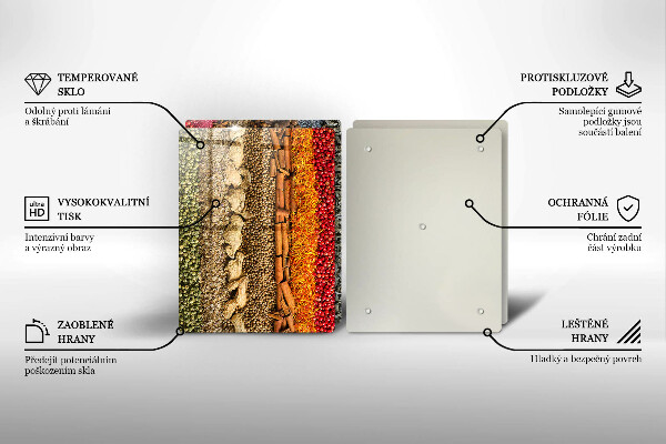 Skärbräda glas Färgglada kryddor