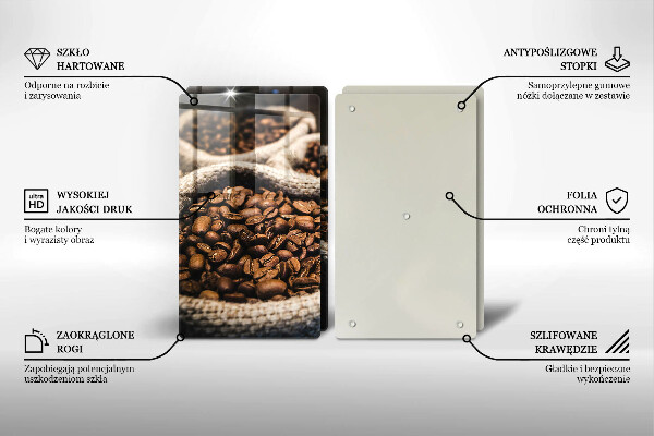 Skärbräda glas Påsar med kaffebönor