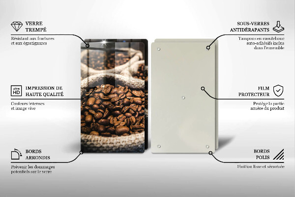 Skärbräda glas Påsar med kaffebönor