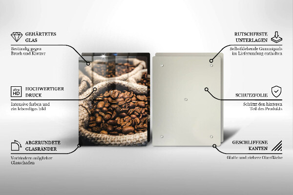 Skärbräda glas Påsar med kaffebönor