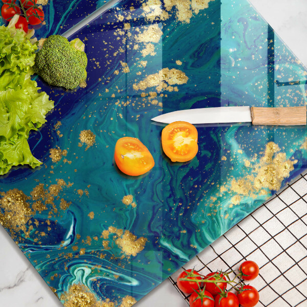 Skärbräda glas Abstraktion med guld