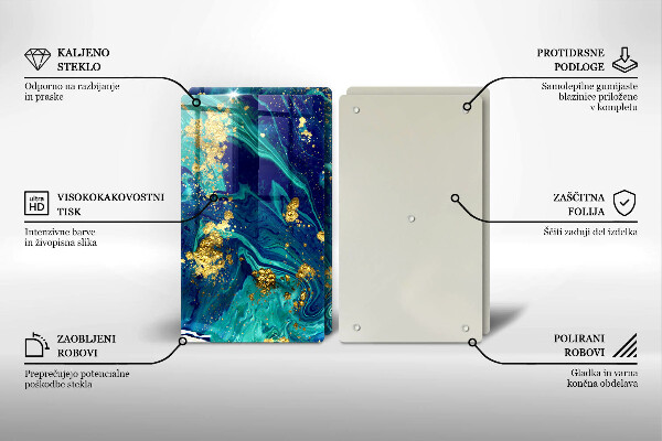 Skärbräda glas Abstraktion med guld