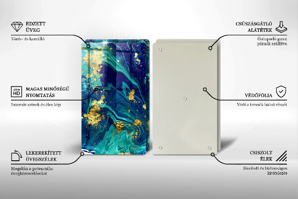 Skärbräda glas Abstraktion med guld