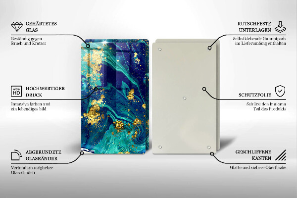 Skärbräda glas Abstraktion med guld