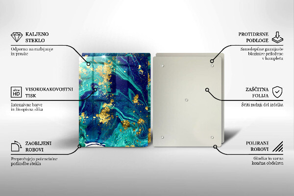 Skärbräda glas Abstraktion med guld
