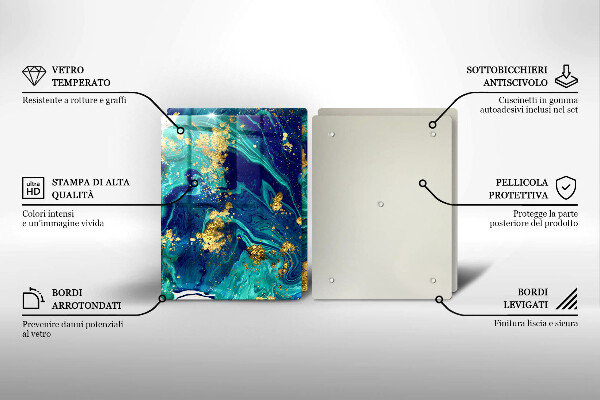 Skärbräda glas Abstraktion med guld