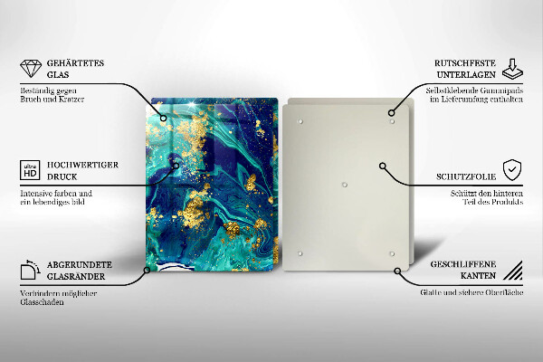 Skärbräda glas Abstraktion med guld