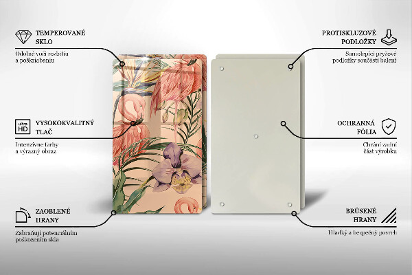 Skärbräda glas Flamingos illustration