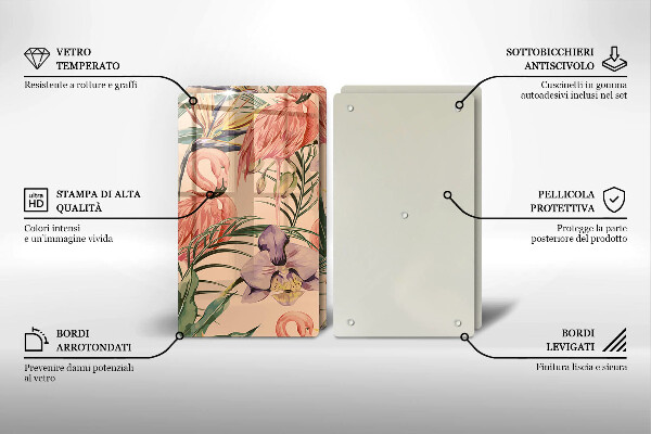 Skärbräda glas Flamingos illustration