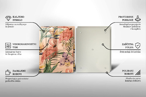 Skärbräda glas Flamingos illustration