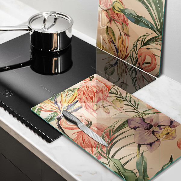 Skärbräda glas Flamingos illustration