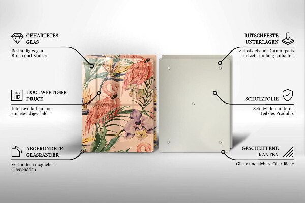 Skärbräda glas Flamingos illustration