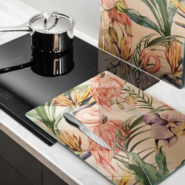 Skärbräda glas Flamingos illustration