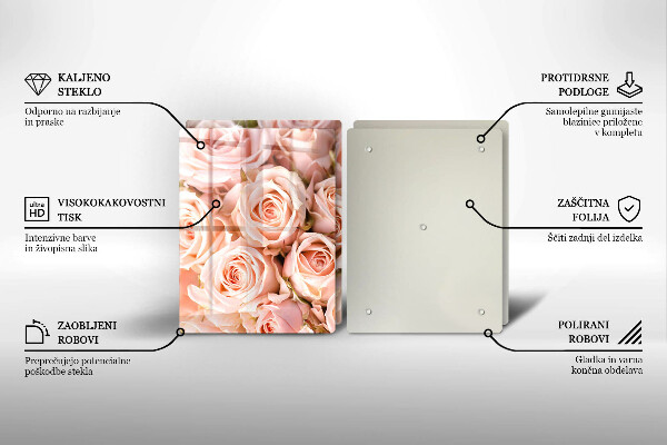 Skärbräda glas Bukett fina rosor