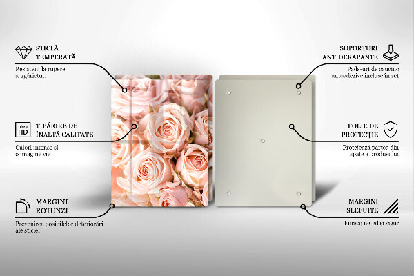 Skärbräda glas Bukett fina rosor