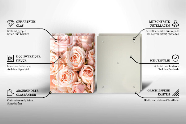 Skärbräda glas Bukett fina rosor