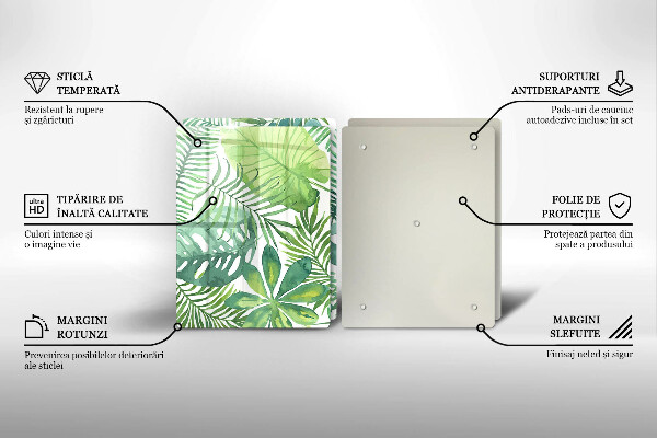 Skärbräda glas Akvarell boho blad