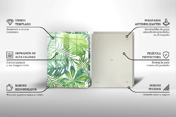 Skärbräda glas Akvarell boho blad