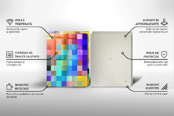 Skärbräda glas Färgade kvadrater pixlar
