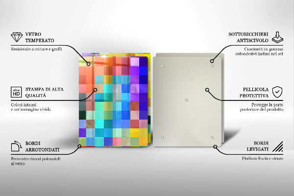 Skärbräda glas Färgade kvadrater pixlar