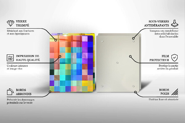 Skärbräda glas Färgade kvadrater pixlar