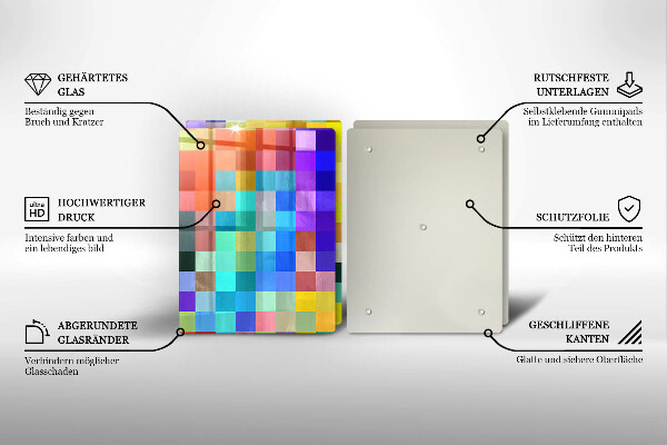Skärbräda glas Färgade kvadrater pixlar