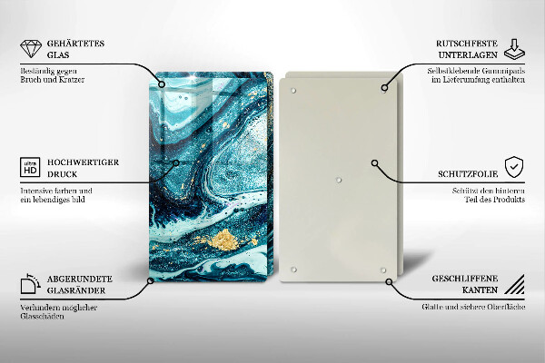 Skärbräda glas Blått abstrakt guld