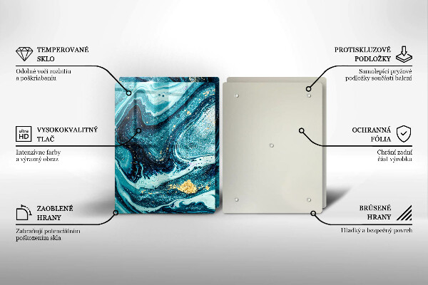 Skärbräda glas Blått abstrakt guld