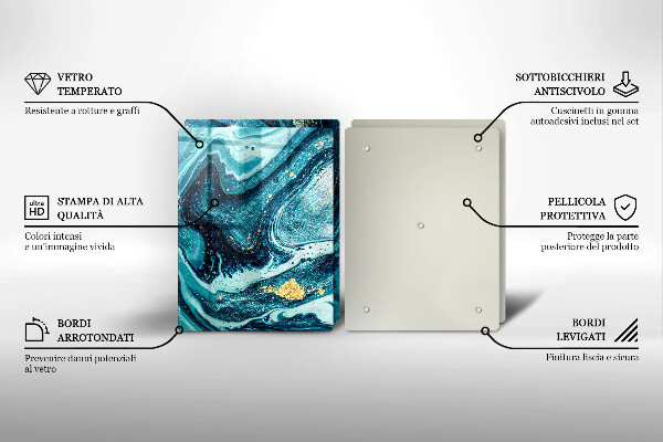 Skärbräda glas Blått abstrakt guld