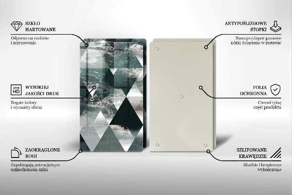 Skärbräda glas Trianglar och vatten