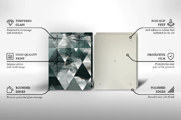 Skärbräda glas Trianglar och vatten