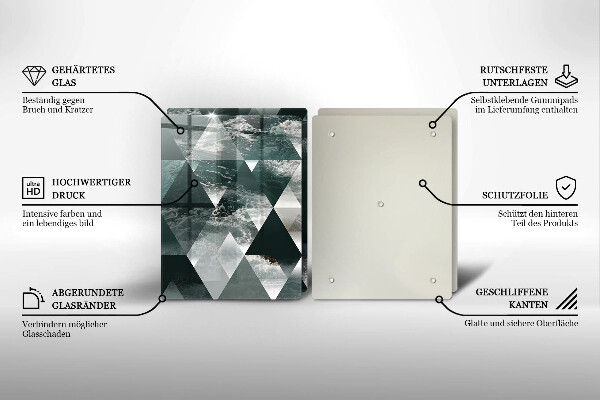 Skärbräda glas Trianglar och vatten