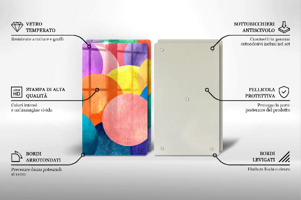 Skärbräda glas Färgade hjul