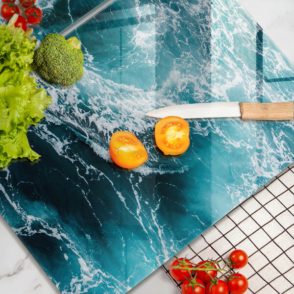 Skärbräda glas Skummande vattenvågor