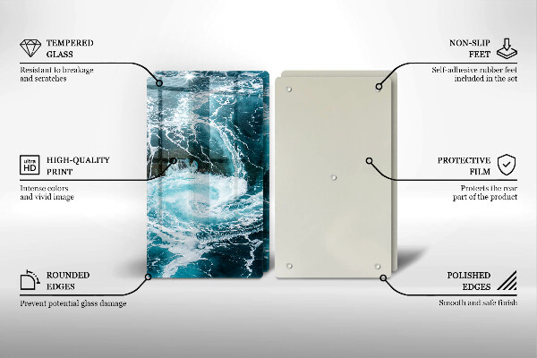 Skärbräda glas Skummande vattenvågor