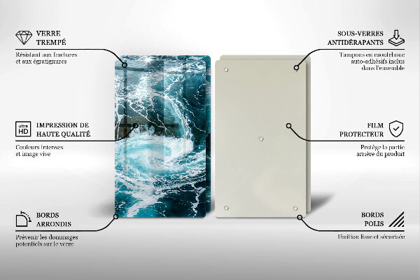 Skärbräda glas Skummande vattenvågor