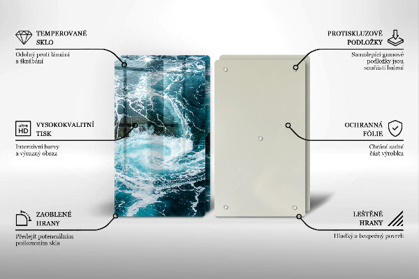 Skärbräda glas Skummande vattenvågor