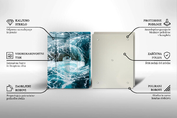 Skärbräda glas Skummande vattenvågor